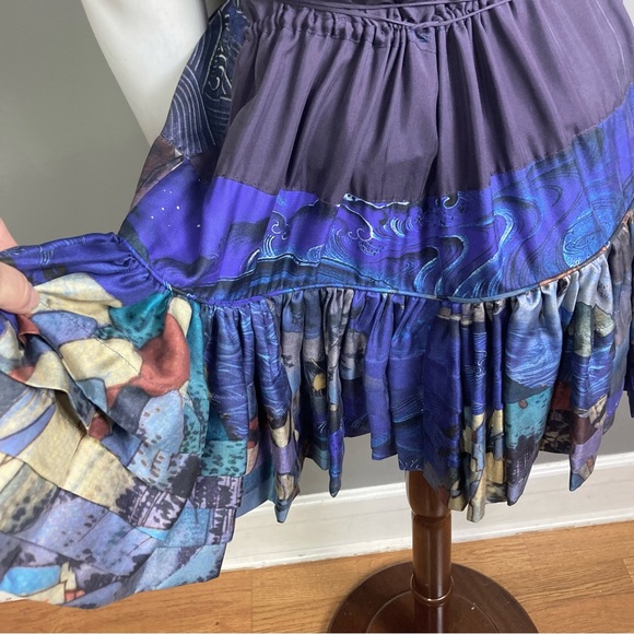 ROCHAS Dress size 4 /40 Blouson tiered Paris fashion French liquid abstract art - Picture 6 of 15